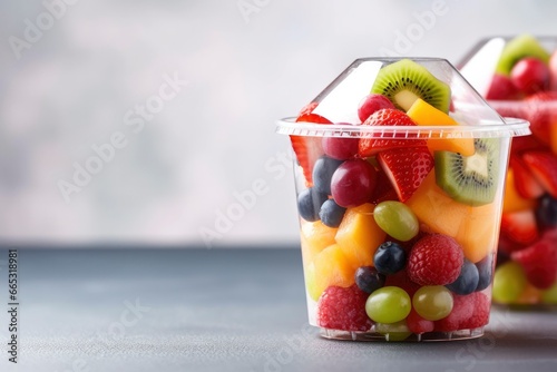 Fresh fruit salad to go with copy space. photo