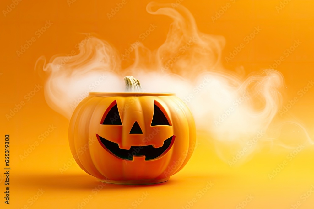 Fototapeta premium Halloween pumpkin with steam.
