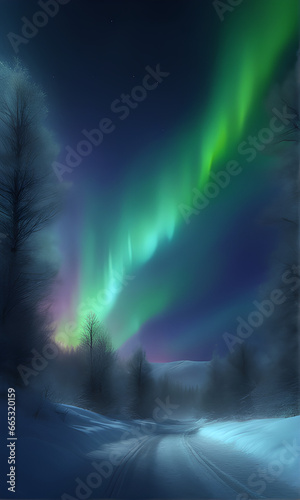 A aurora boreal softly blending in the sky