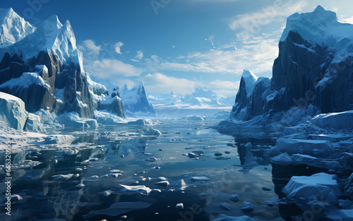 Landscape with iceberg in polar regions