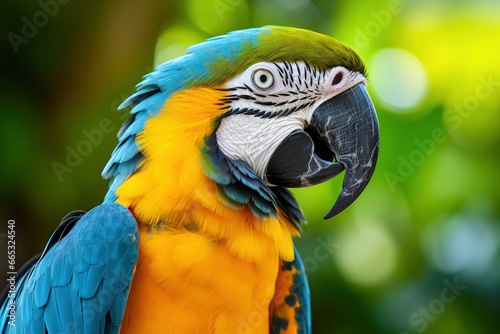 Blue and yellow macaw parrot.