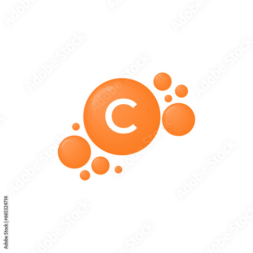 1021 Vitamin c vector icon flat style on white background