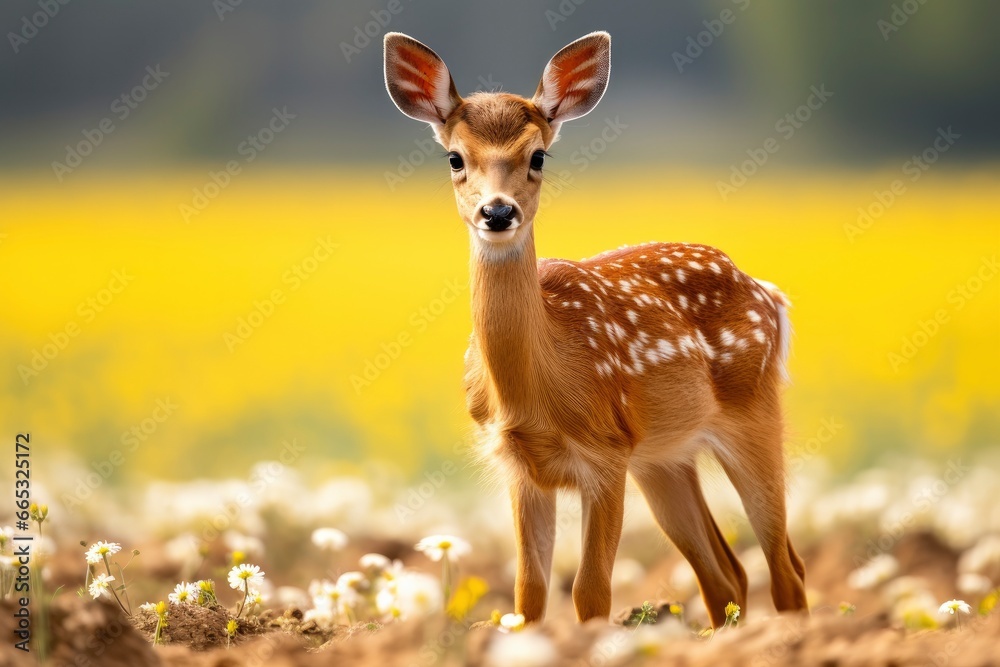 Female roe deer with beautiful flower. Female roe deer with beautiful flower.
