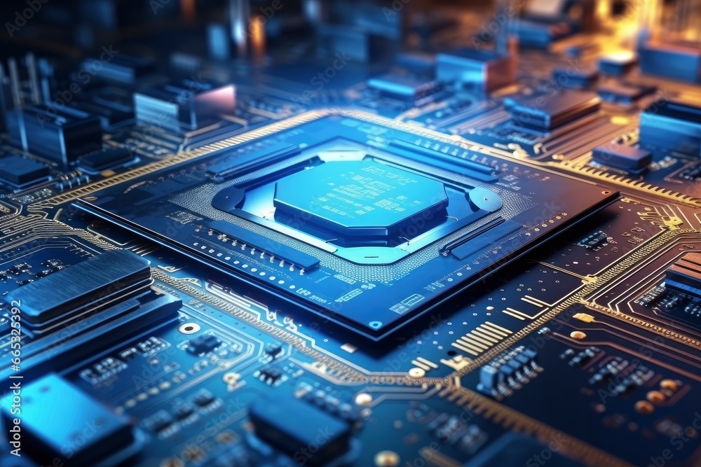 Futuristic central processor unit. Powerful Quantum CPU motherboard. Futuristic central processor unit. Powerful Quantum CPU motherboard.