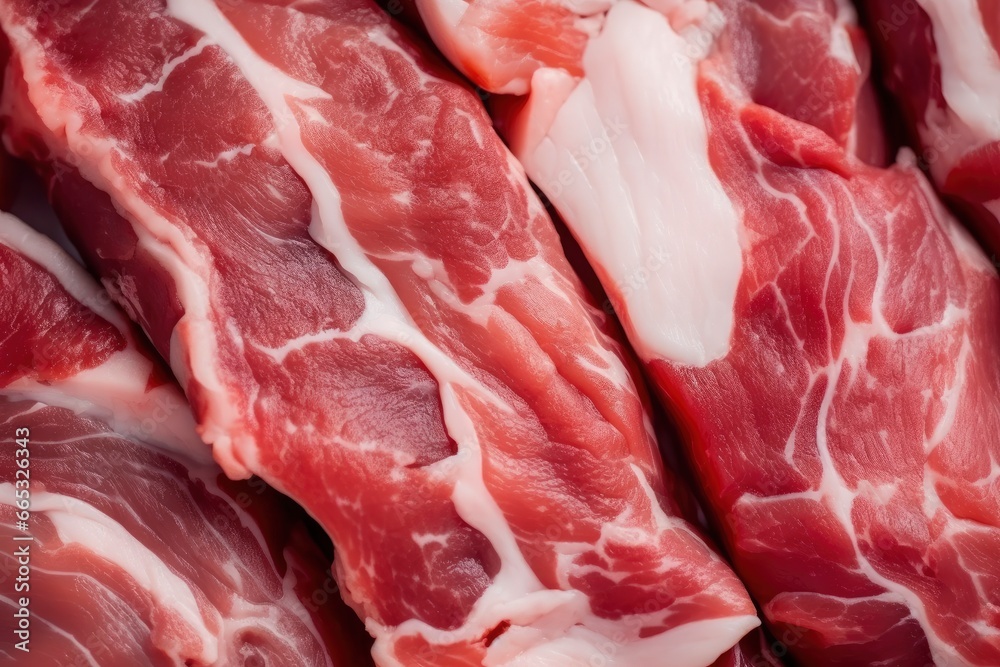 Macro shot of pork meat. Meat textured background. Beef steak is raw and juicy. Macro shot of pork meat. Meat textured background. Beef steak is raw and juicy.
