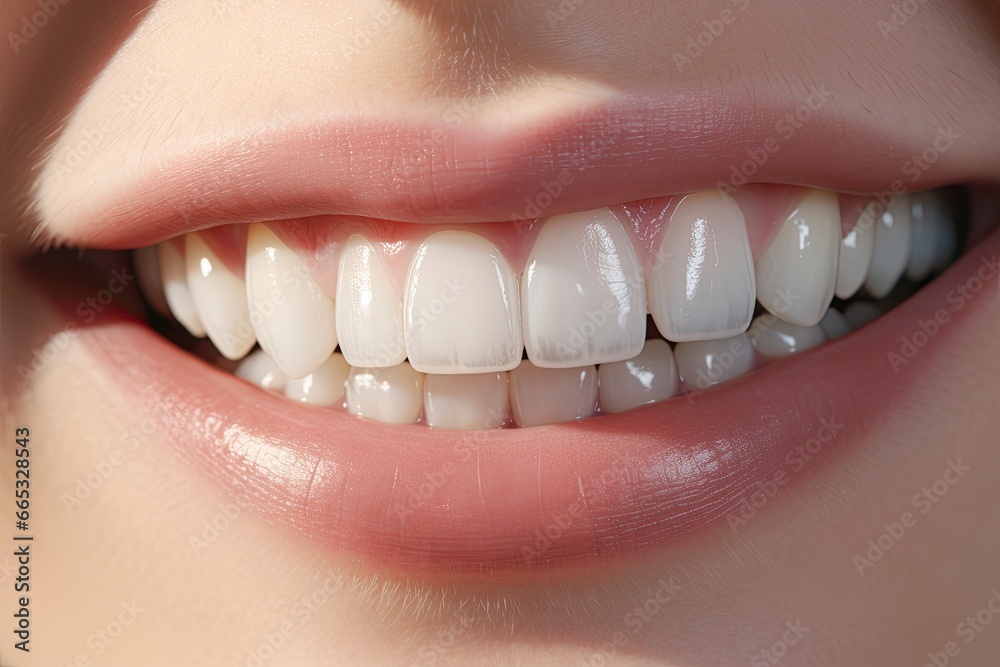 Fototapeta premium Close up of a smile with nice white teeth.