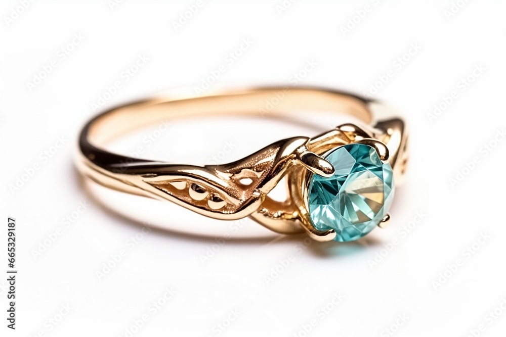 Generative AI : Luxuriously designed wedding ring made of aquamarine and gold Generative AI : Luxuriously designed wedding ring made of aquamarine and gold