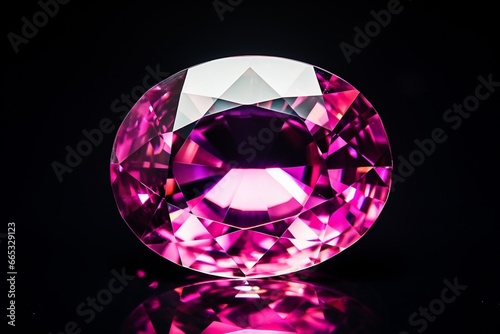 Generative AI : Natural loose pink sapphire gemstone on black