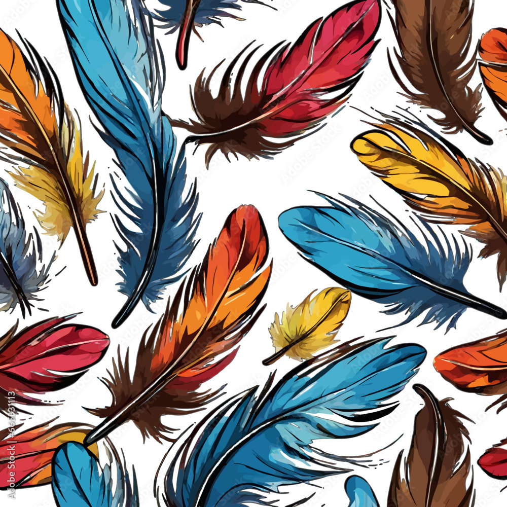 Colorfull Feathers Pattern Vector Illustration for carnaval and holliday