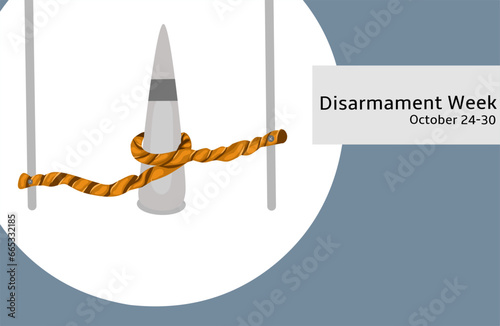 Disarmament Week, vector illustration of bullets bound to disarmament concept