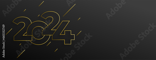 line style 2024 golden lettering new year eve dark wallpaper design