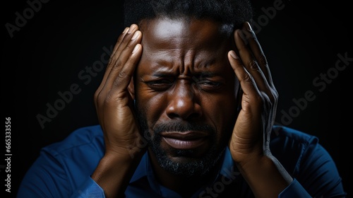 A person experiencing noise or discomfort in their ears photo