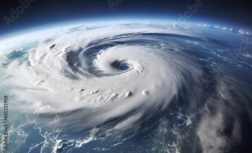 Super Typhoon, tropical storm, cyclone, tornado, over ocean. Weather background.
