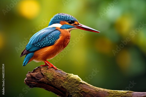 Kingfisher sitting on the tree branch. photo