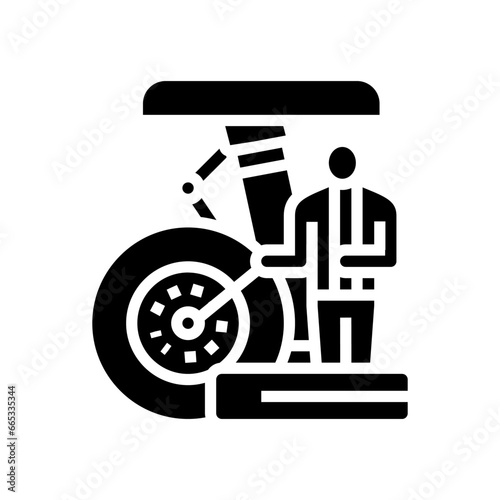 tire replacement aircraft glyph icon vector. tire replacement aircraft sign. isolated symbol illustration