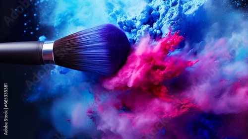 Vibrant Makeup Brush with Colorful Powder Explosion