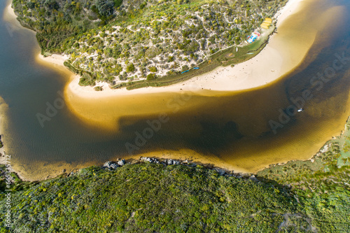 Aerial view of tannin river bend. photo