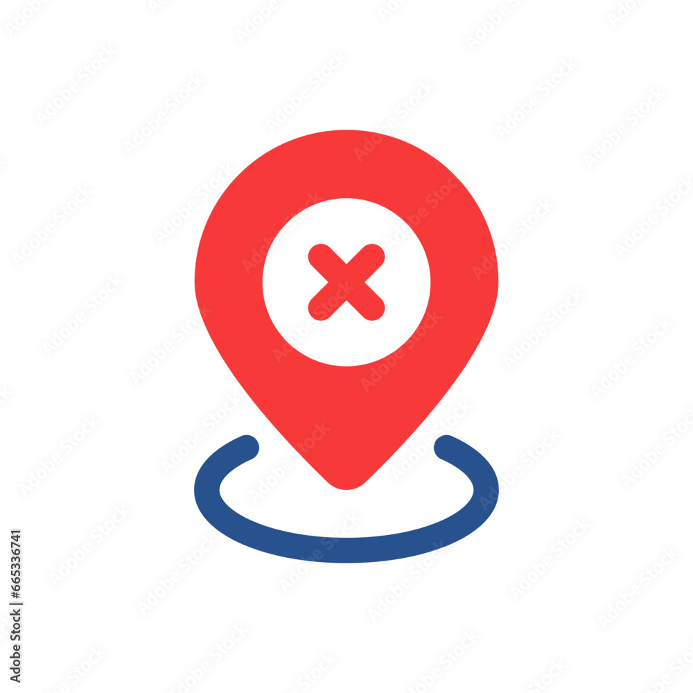 wrong location place icon with cross inside red pin wrong location place icon with cross inside red pin