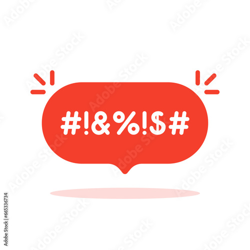 red speech bubble with bad word like complain icon
