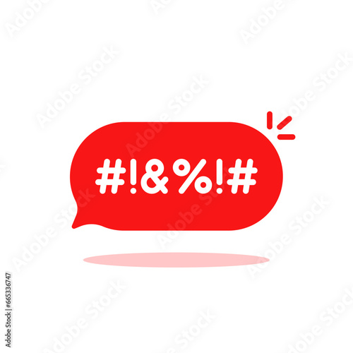 hate speech icon like abstract bad word on red bubble