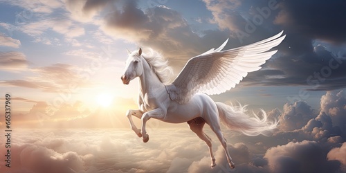 A white horse with wings. photo