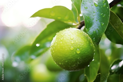 Wallpaper Mural Close up of wet lime on branch. Torontodigital.ca