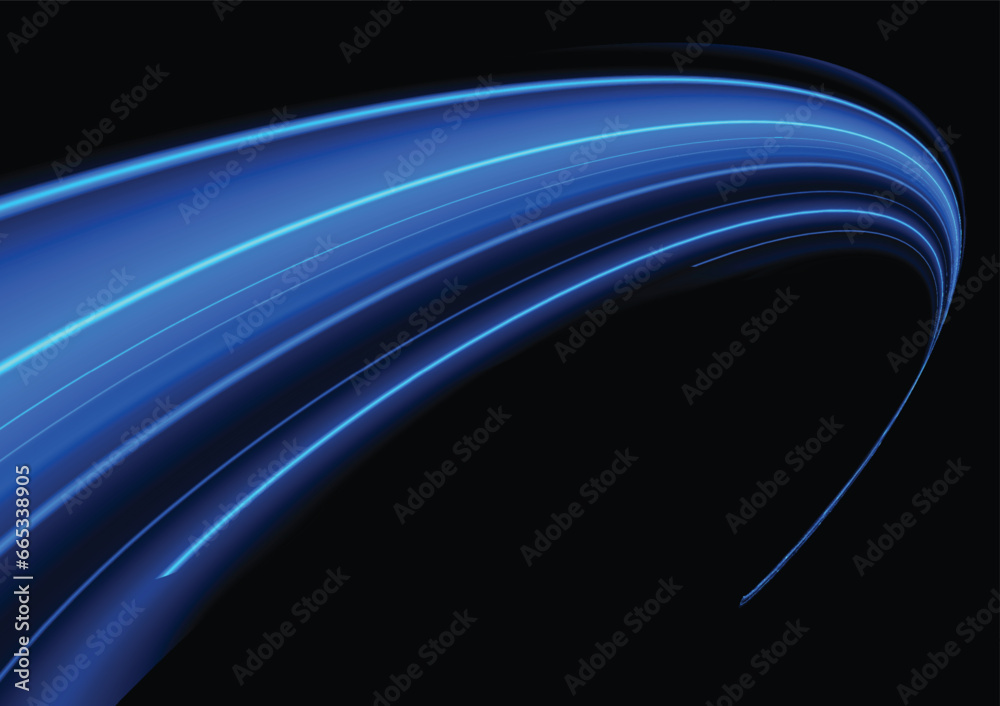 Obraz premium Modern abstract high-speed light motion effect on black background. vector illustration.