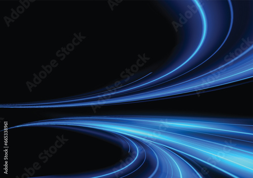 Modern abstract high-speed light motion effect on black background. vector illustration.