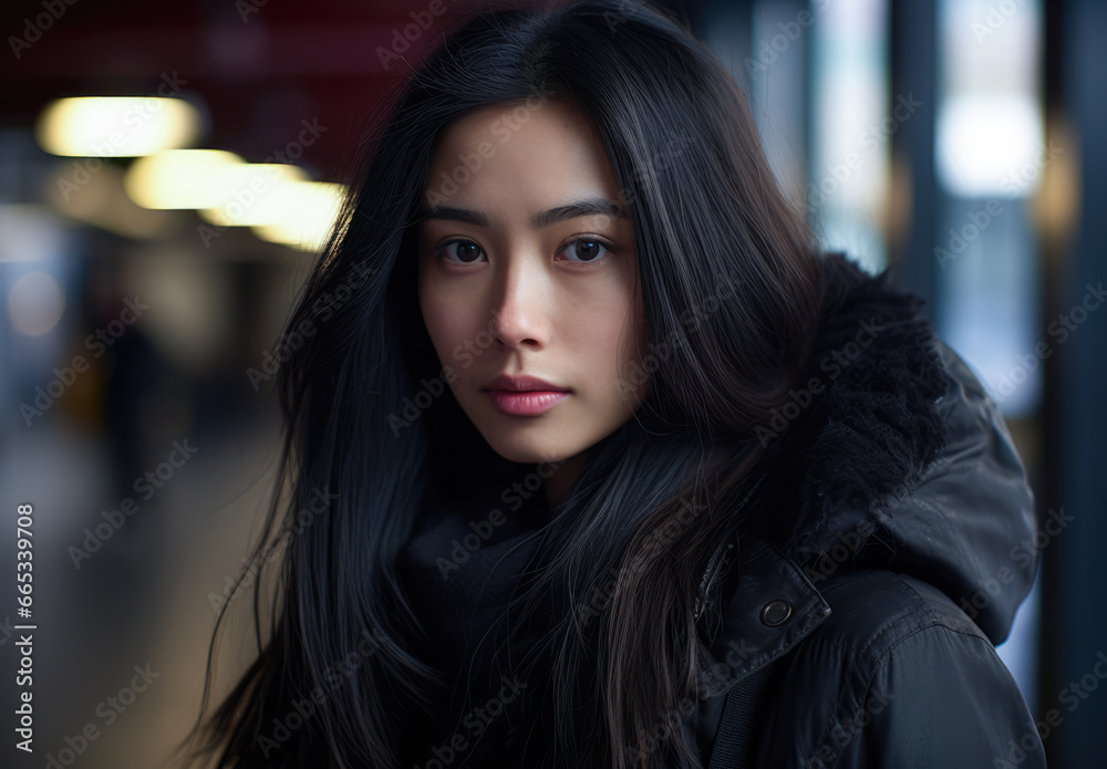 Young Asian woman portrait in black Young Asian woman portrait in black