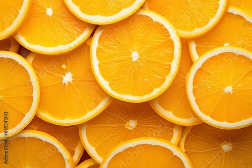 Orange fruit slices citrus arrangement full frame background.