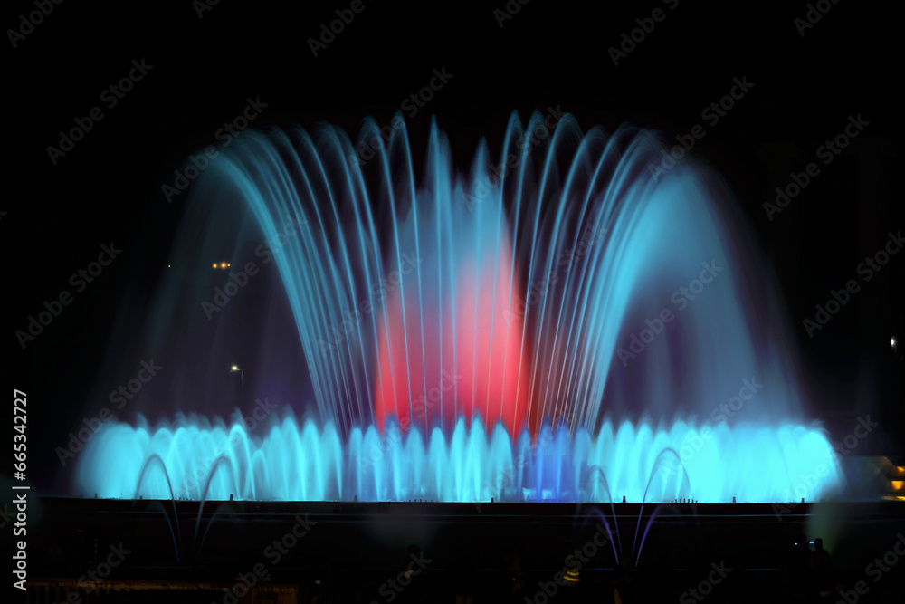 The famous Montjuic Fountain in Barcelona, Spain
