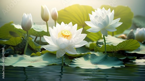White Lotus Flower in water.