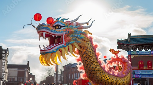 Chinese Dragon under a bright sky. © Khalada