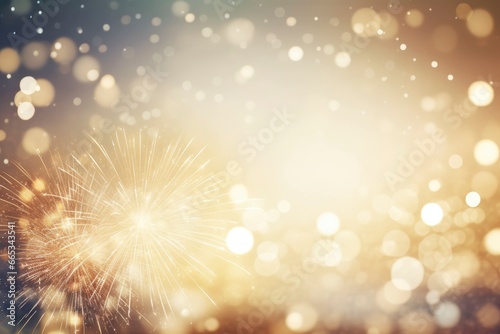 Gold Vintage Fireworks and bokeh on New Year's Eve and copy space. © Khalada