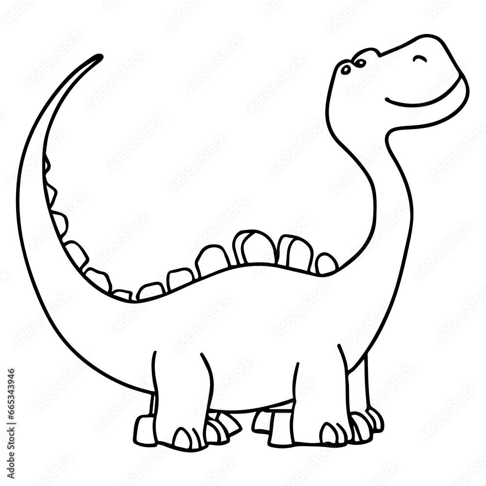 Naklejka premium Line Drawing of Dinosaur and mand\y other dinosaurs, types of dinosaur