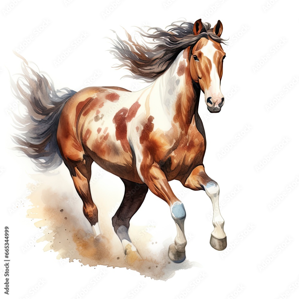 Obraz premium Horse running in watercolor design.