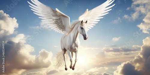 A white horse with wings. © Khalada