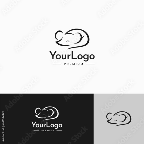Mouse mice cartoon simple line logo vintage