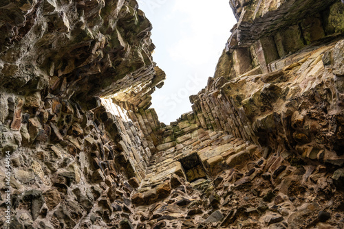 a view of a ruined ceiling at Thirlwall Castle on Hadrian's Wall Path,  near Greenhead, Northumberland, UK