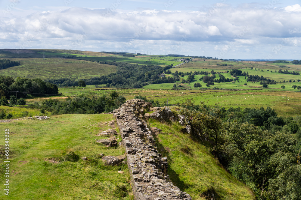 a view of Hadrian's Wall at Walltown Crags, near Greenhead, Northumberland, UK