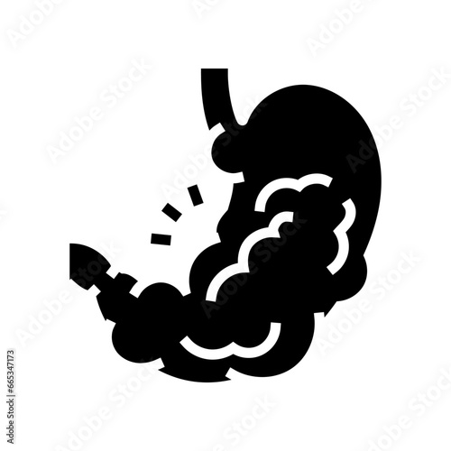 excessive gas bloating disease symptom glyph icon vector. excessive gas bloating disease symptom sign. isolated symbol illustration