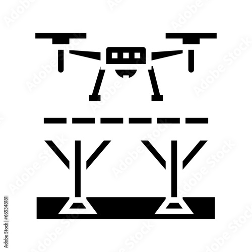 bridge inspection drone glyph icon vector. bridge inspection drone sign. isolated symbol illustration