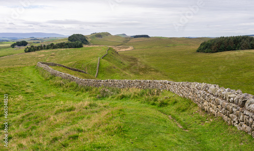 Принти на полотні looking across craggy hills along Hadrian's Wall Path near Housesteads, Northumb