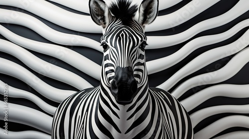  a zebra standing in front of a black and white background.  generative ai