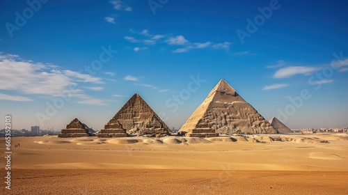 General view of pyramids  Egypt. Cairo - Giza.