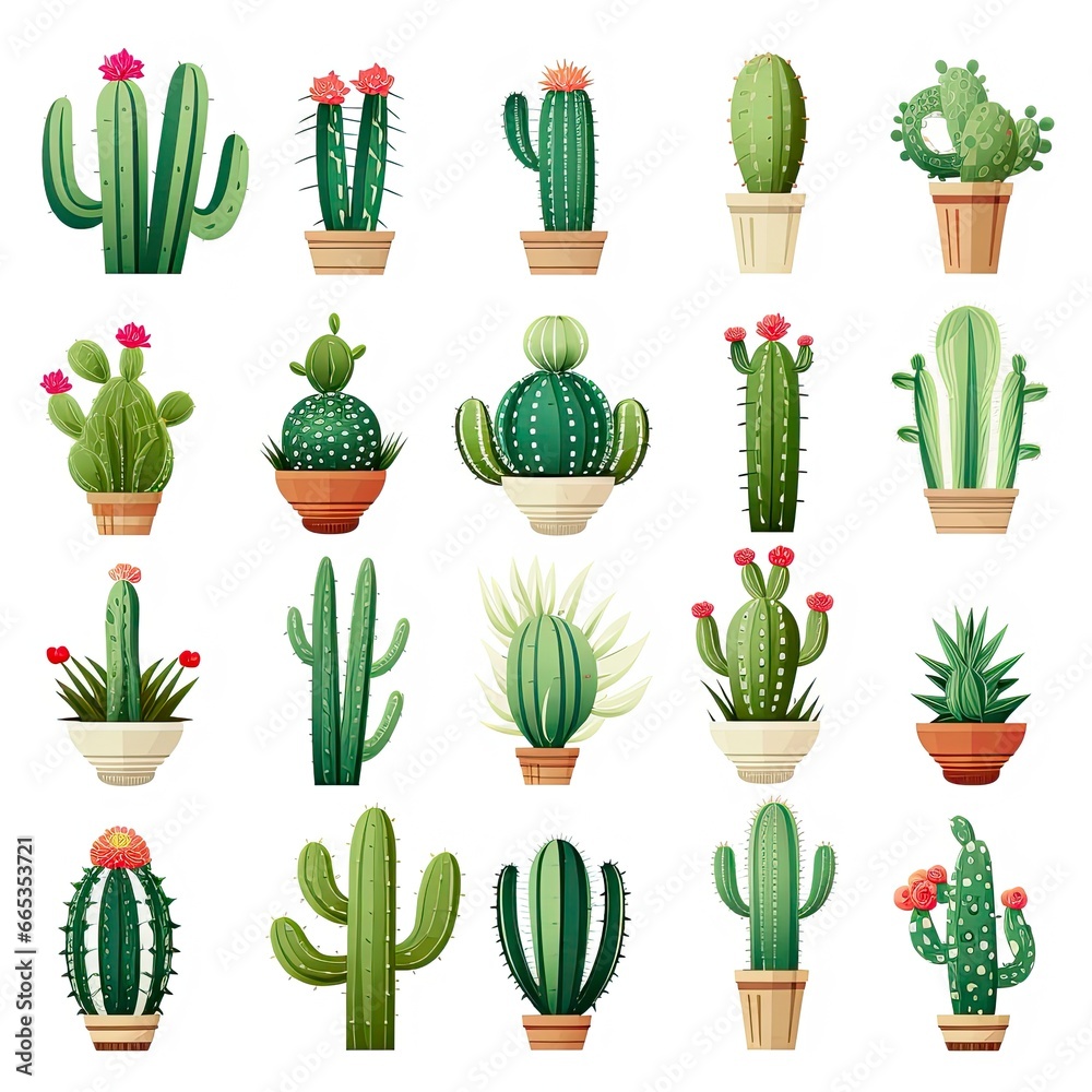 The Cactus set on white background. Clipart illustrations. The Cactus set on white background. Clipart illustrations.