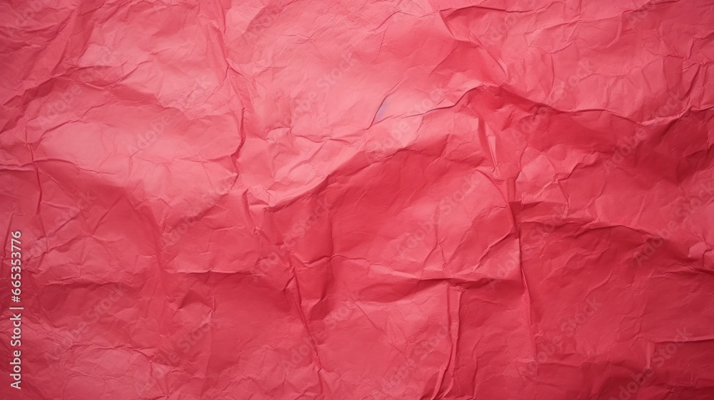 red crumpled paper on empty sheet background. copy text space.