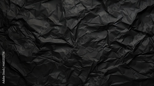 black crumpled paper on empty sheet background. copy text space.