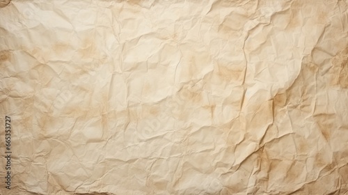 white old crumpled paper on empty sheet background. copy text space.