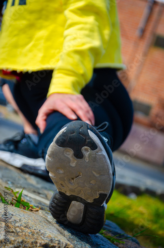 Woman doing exercise, stretching